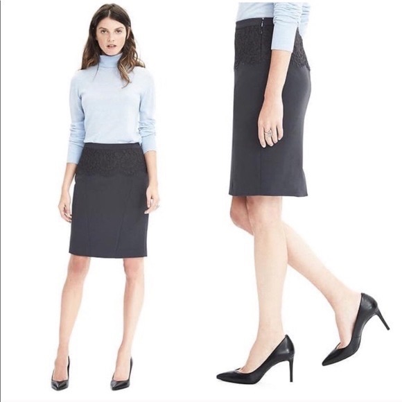 0 // Banana Republic Factory NWT Gray Lace Top Pencil Skirt - Picture 3 of 11